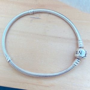 Authentic PANDORA Moments Sterling Silver Barrel Clasp Charm Bracelet